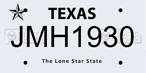 JMH1930 Texas License Plate