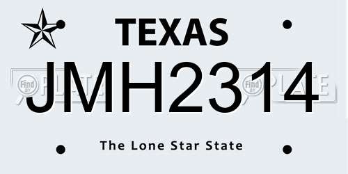 JMH2314 Texas License Plate