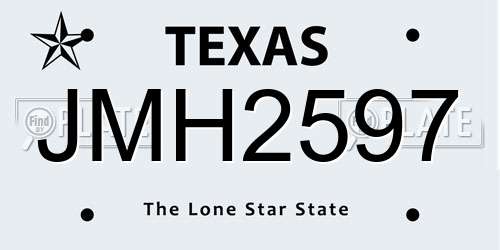JMH2597 Texas License Plate