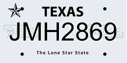 JMH2869 Texas License Plate