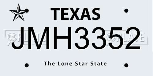 JMH3352 Texas License Plate
