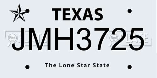 JMH3725 Texas License Plate