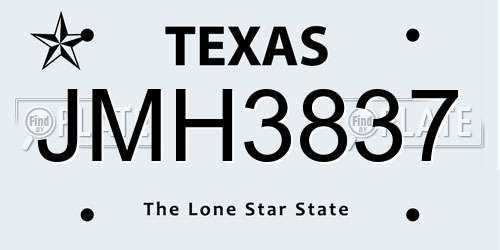 JMH3837 Texas License Plate