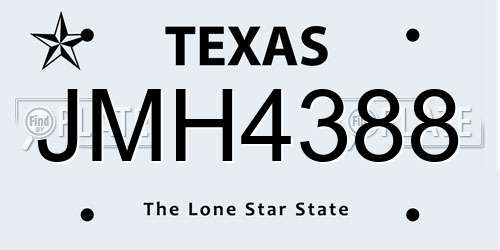 JMH4388 Texas License Plate