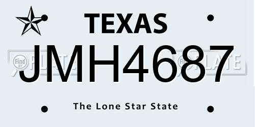 JMH4687 Texas License Plate