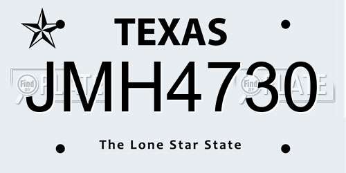 JMH4730 Texas License Plate