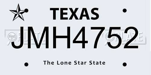 JMH4752 Texas License Plate