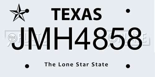 JMH4858 Texas License Plate