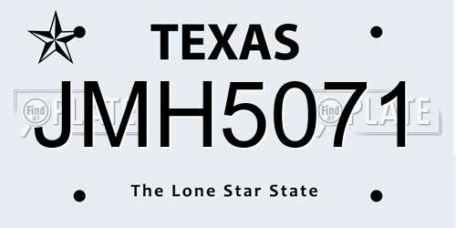 JMH5071 Texas License Plate