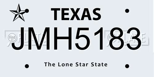 JMH5183 Texas License Plate