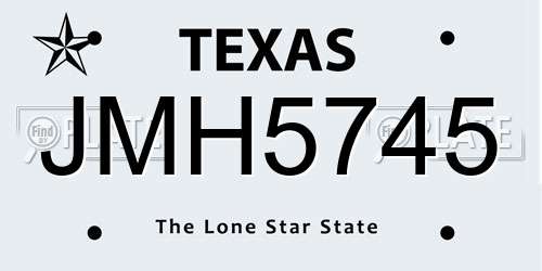 JMH5745 Texas License Plate