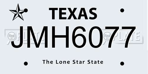 JMH6077 Texas License Plate