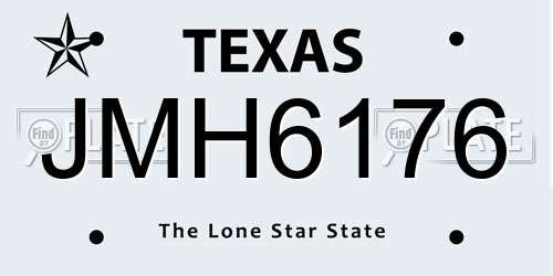 JMH6176 Texas License Plate