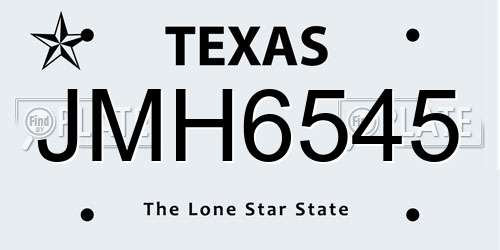 JMH6545 Texas License Plate
