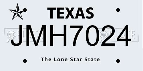 JMH7024 Texas License Plate