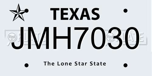 JMH7030 Texas License Plate