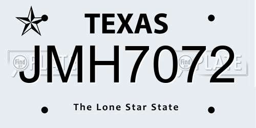 JMH7072 Texas License Plate