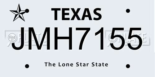 JMH7155 Texas License Plate