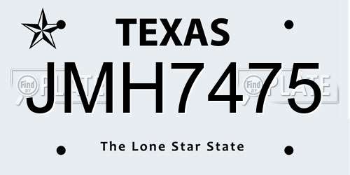 JMH7475 Texas License Plate