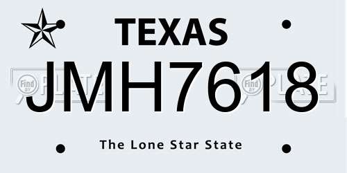 JMH7618 Texas License Plate