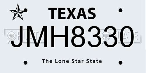 JMH8330 Texas License Plate