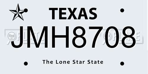 JMH8708 Texas License Plate