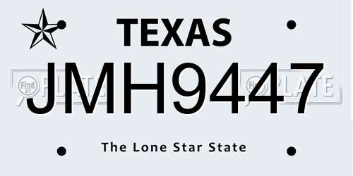 JMH9447 Texas License Plate