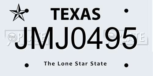 JMJ0495 Texas License Plate