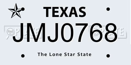 JMJ0768 Texas License Plate