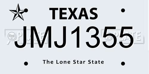 JMJ1355 Texas License Plate