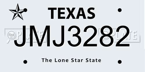 JMJ3282 Texas License Plate