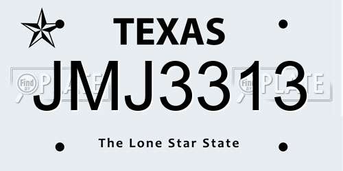 JMJ3313 Texas License Plate