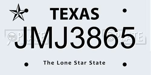 JMJ3865 Texas License Plate