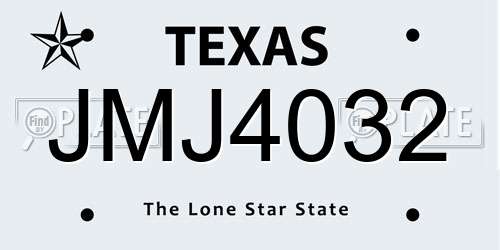 JMJ4032 Texas License Plate
