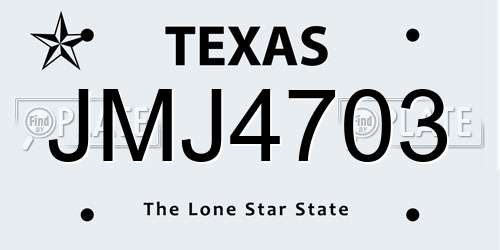 JMJ4703 Texas License Plate