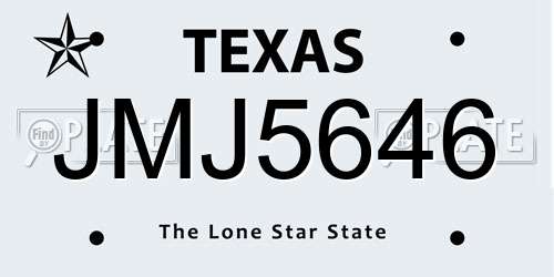 JMJ5646 Texas License Plate