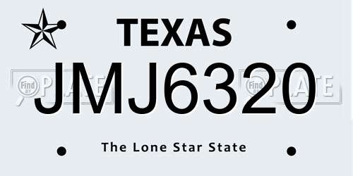 JMJ6320 Texas License Plate