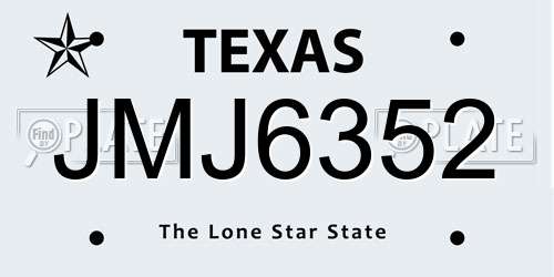 JMJ6352 Texas License Plate