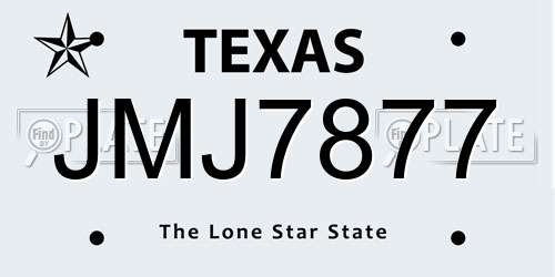 JMJ7877 Texas License Plate