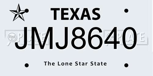 JMJ8640 Texas License Plate