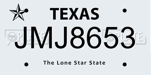 JMJ8653 Texas License Plate