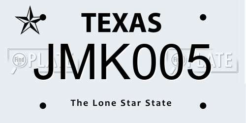 JMK005 Texas License Plate