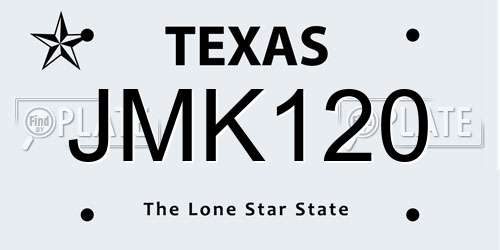 JMK120 Texas License Plate
