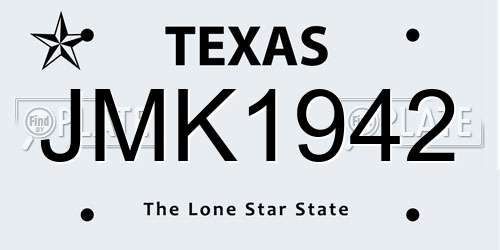 JMK1942 Texas License Plate
