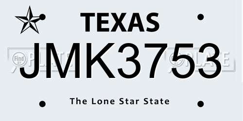 JMK3753 Texas License Plate
