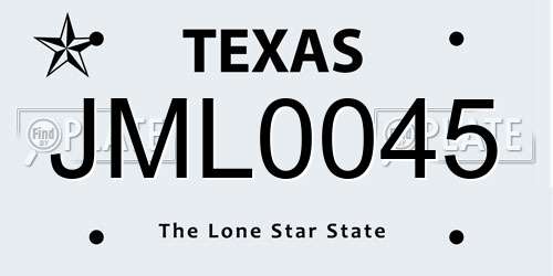 JML0045 Texas License Plate