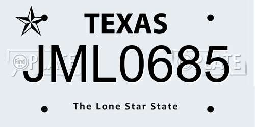 JML0685 Texas License Plate