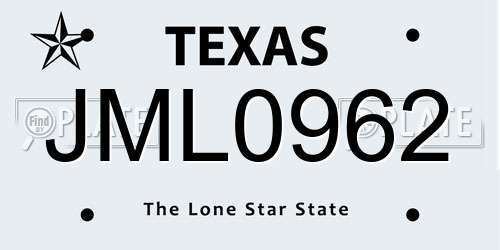 JML0962 Texas License Plate