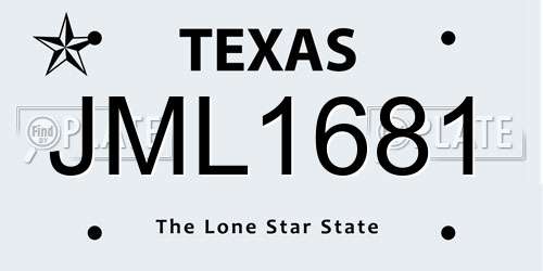 JML1681 Texas License Plate