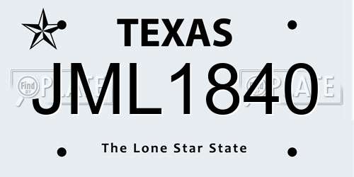 JML1840 Texas License Plate